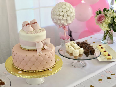 Blush Pink Baby Shower Cake with bow