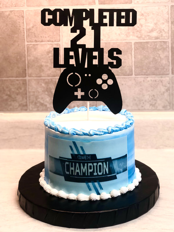 Birthday cake for Gamer, Video Game Cake with Custom Cake Topper