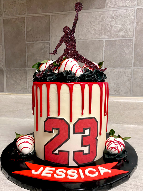 Jordan Year Black and Red Birthday Cake