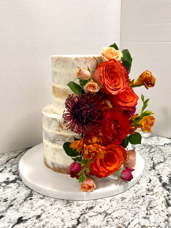 Naked Cake with Red Roses