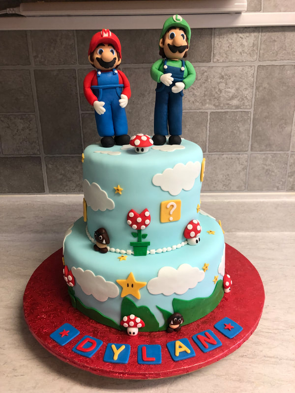 Mario Bros Cake,  Mario and Luigi 3D Sugar Figures