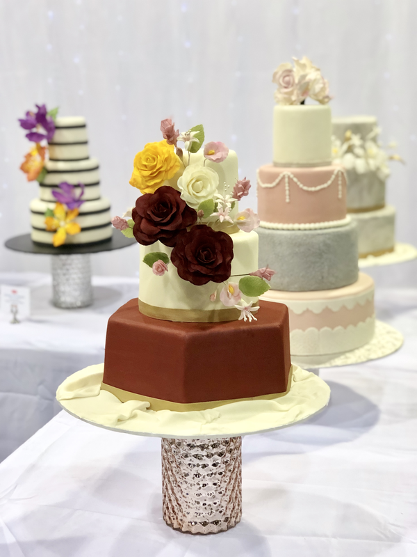 Picture of Wedding Cake Gallery, 3-Tier cake with multi-colored Roses
